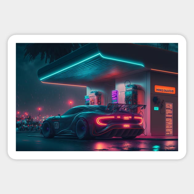 Future Gas Station 003 Sticker by PixelPusherArt